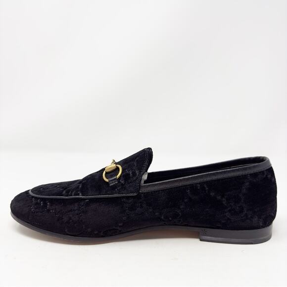Gucci Jordaan GG Horsebit Velvet Loafers Flats - Picture 7 of 13